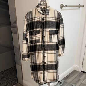 Plaid Black and White Coat
